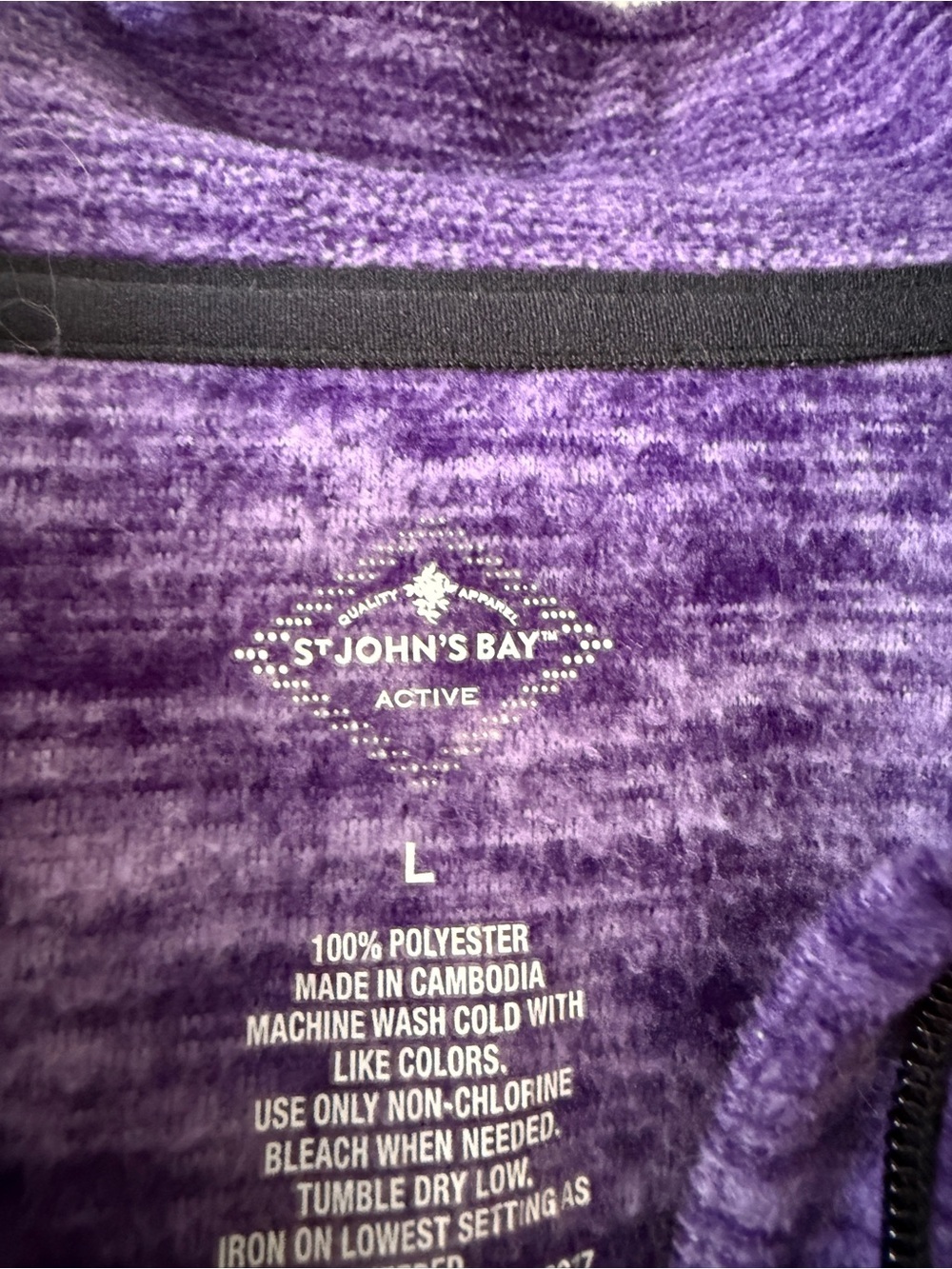Women’s Half-Zip Active Pullover - Purple & Black St John’s Bay size L - Picture 5 of 8